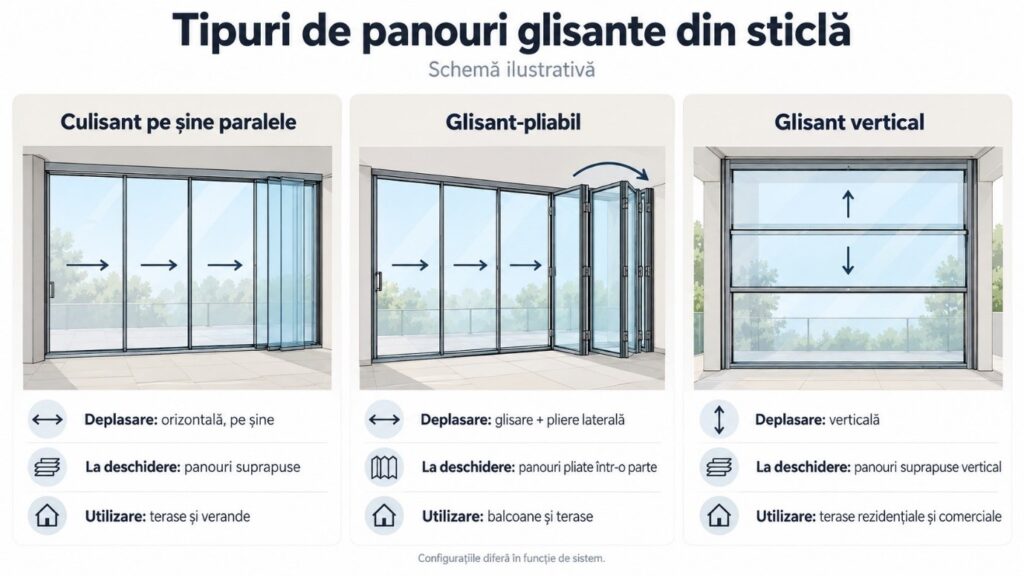 Tipuri de panouri glisante din sticlă
